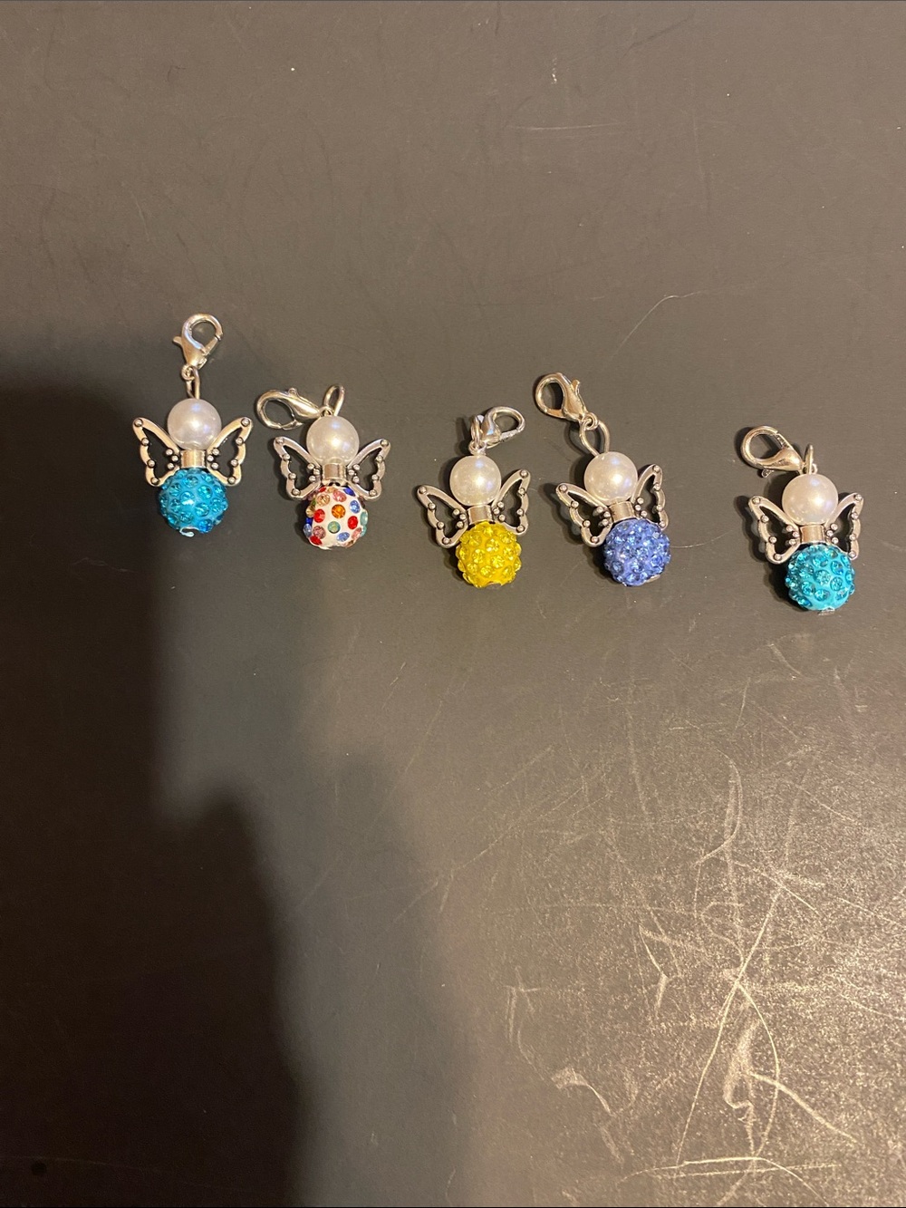 Angel Charm Pendants - Multicolor Crystal & Pearl